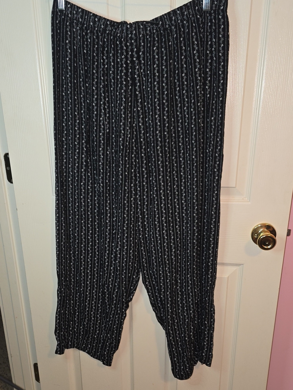 Kathie‎ Lee Collection Black Striped Wide-Leg Pull-On Pants